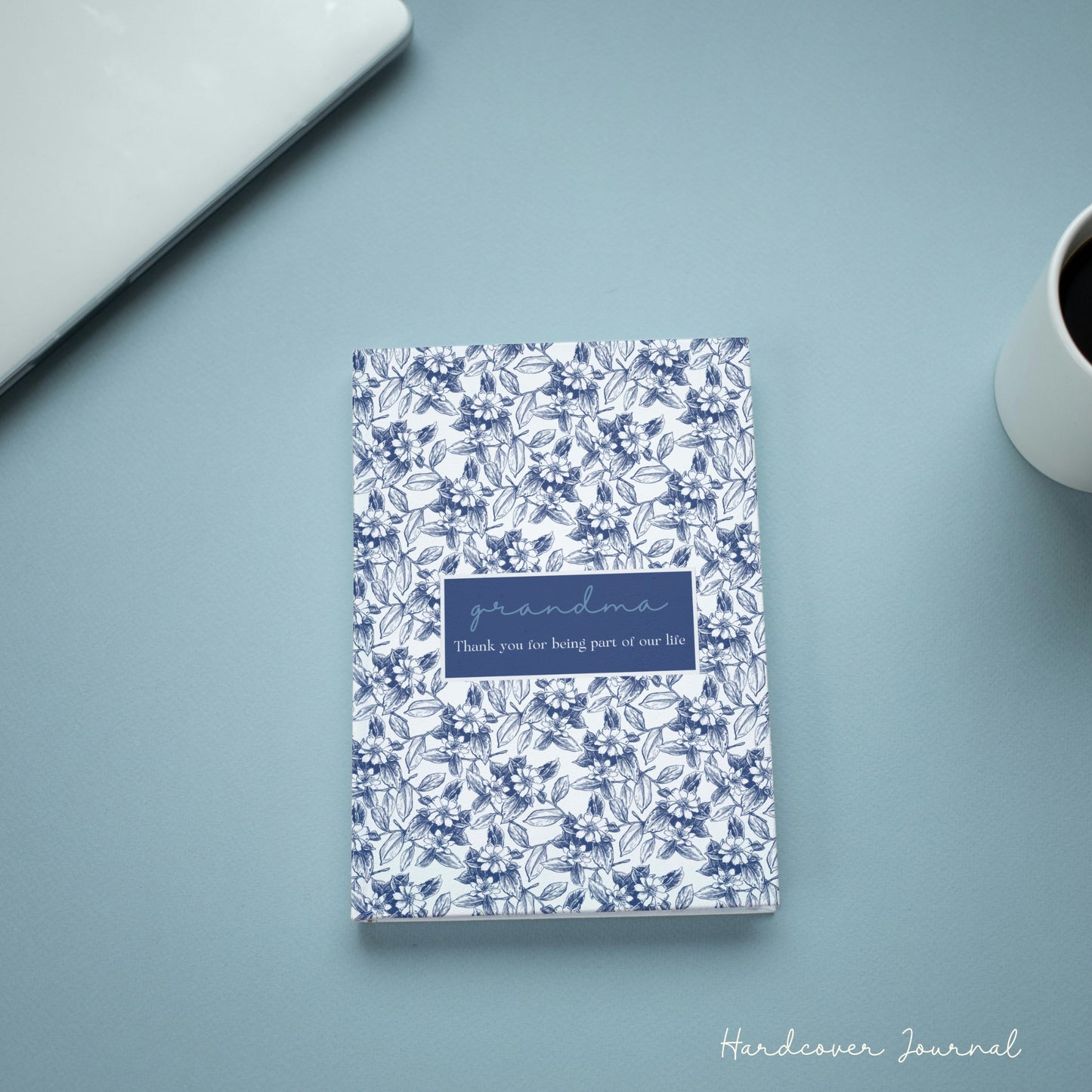 Journal Blue Floral Design with Thank you Message for friends and family