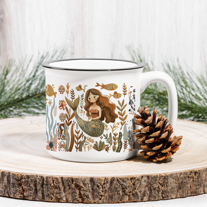 Mermaid Aesthetic Coffee Mug Boho Folk Art Gift