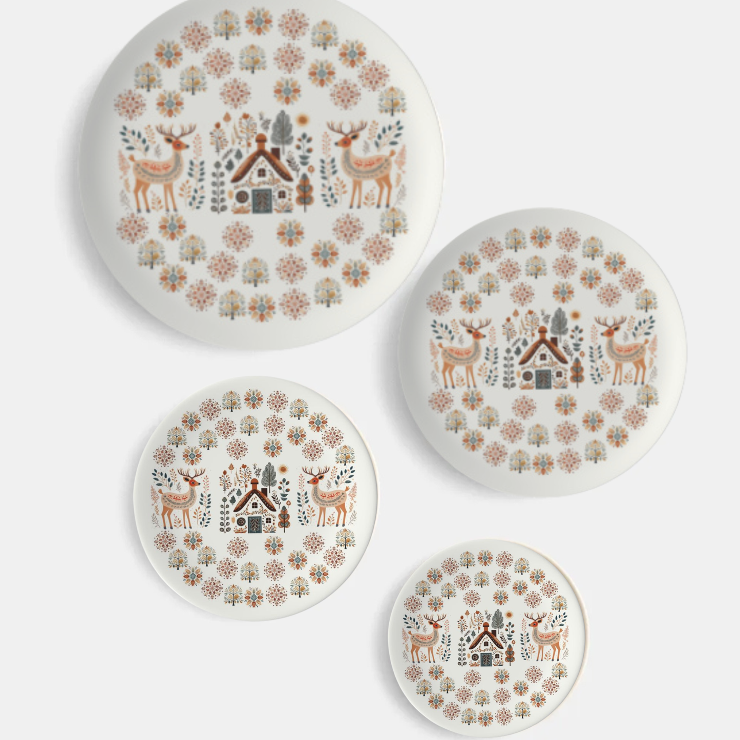 Scandinavian Dinner Plate - Nordic Deer Bone China - Hygge Dinnerware Set Gift