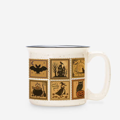 Vintage Halloween Camping Mug Gift Pumpkins, Ghost and Cats