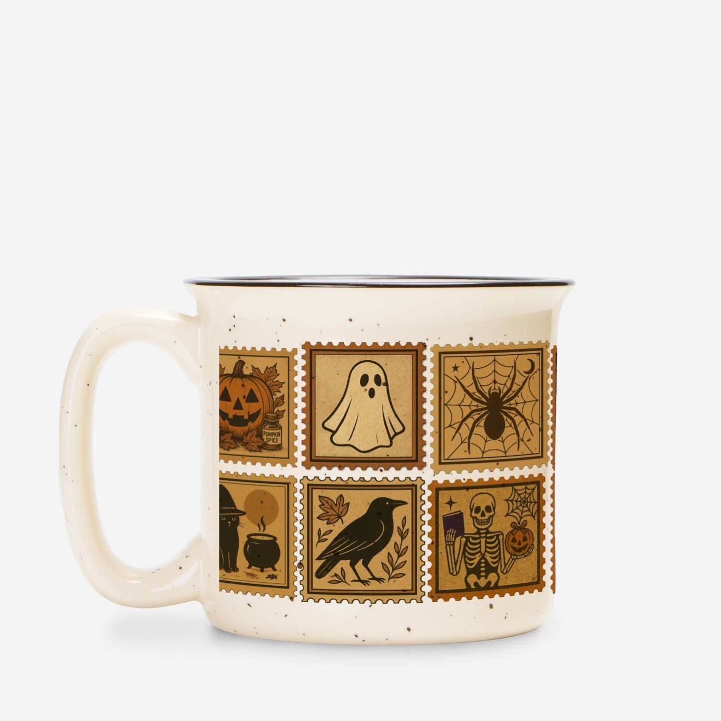 Vintage Halloween Camping Mug Gift Pumpkins, Ghost and Cats