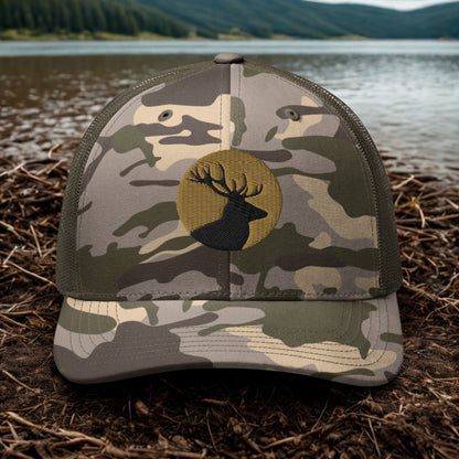 Deer Camouflage Trucker Hat - Camping and Hunting Mountains Cap