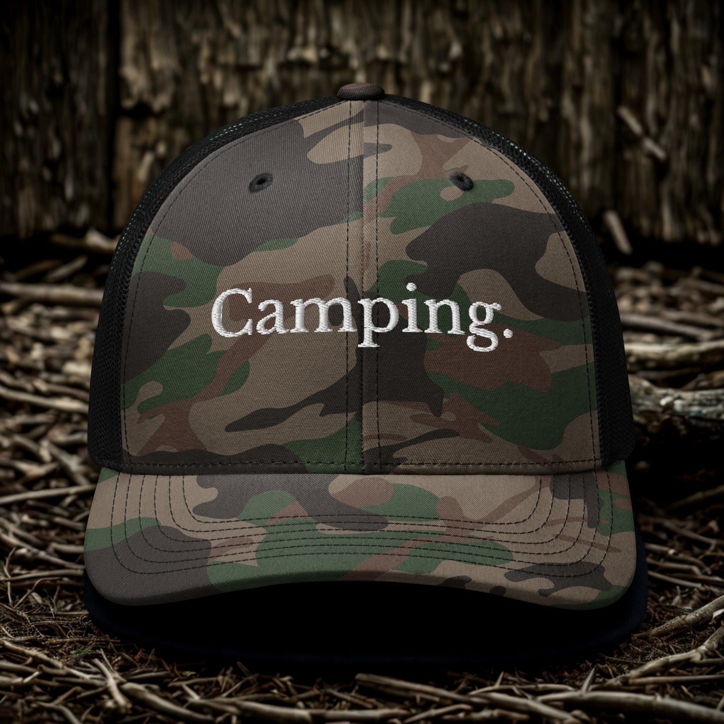 Camping Camouflage Trucker Hat - Trendy Gift for Outdoor Enthusiasts