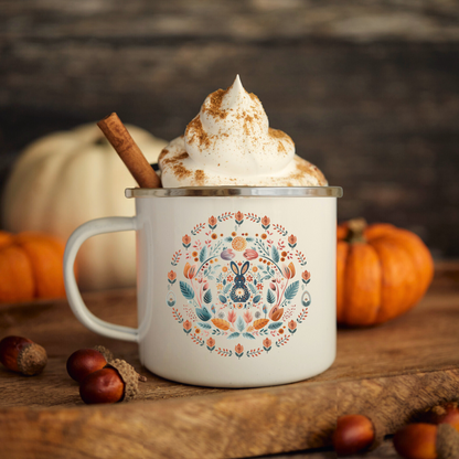 Nordic Rabbit Folk Art Coffee Mug Camping Gift idea