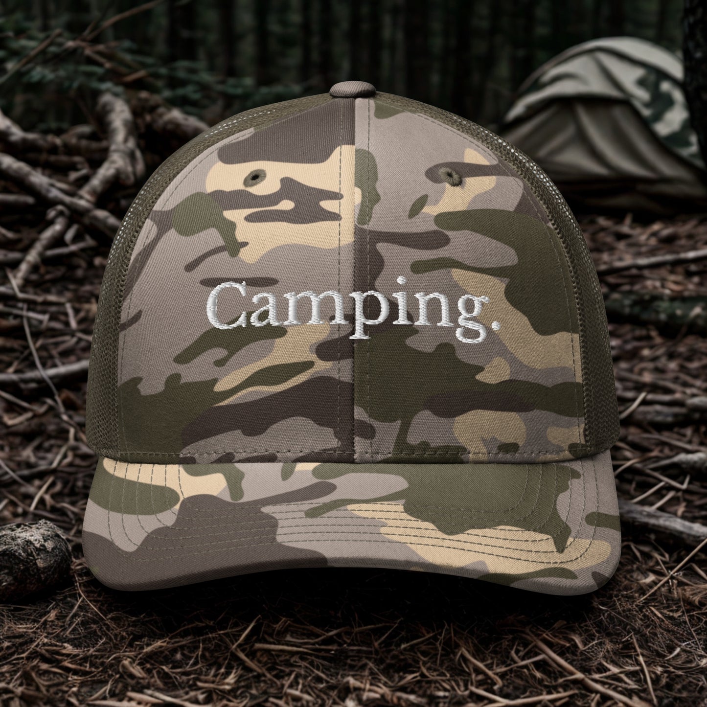 Camping Camouflage Trucker Hat - Trendy Gift for Outdoor Enthusiasts