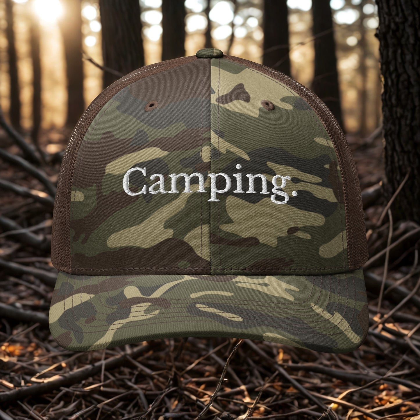 Camping Camouflage Trucker Hat - Trendy Gift for Outdoor Enthusiasts