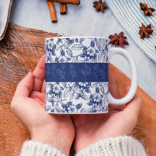 Elegant Blue Floral Mug-Perfect Gift for Tea Lovers-Cozy Coffee Cup for Any Occasion