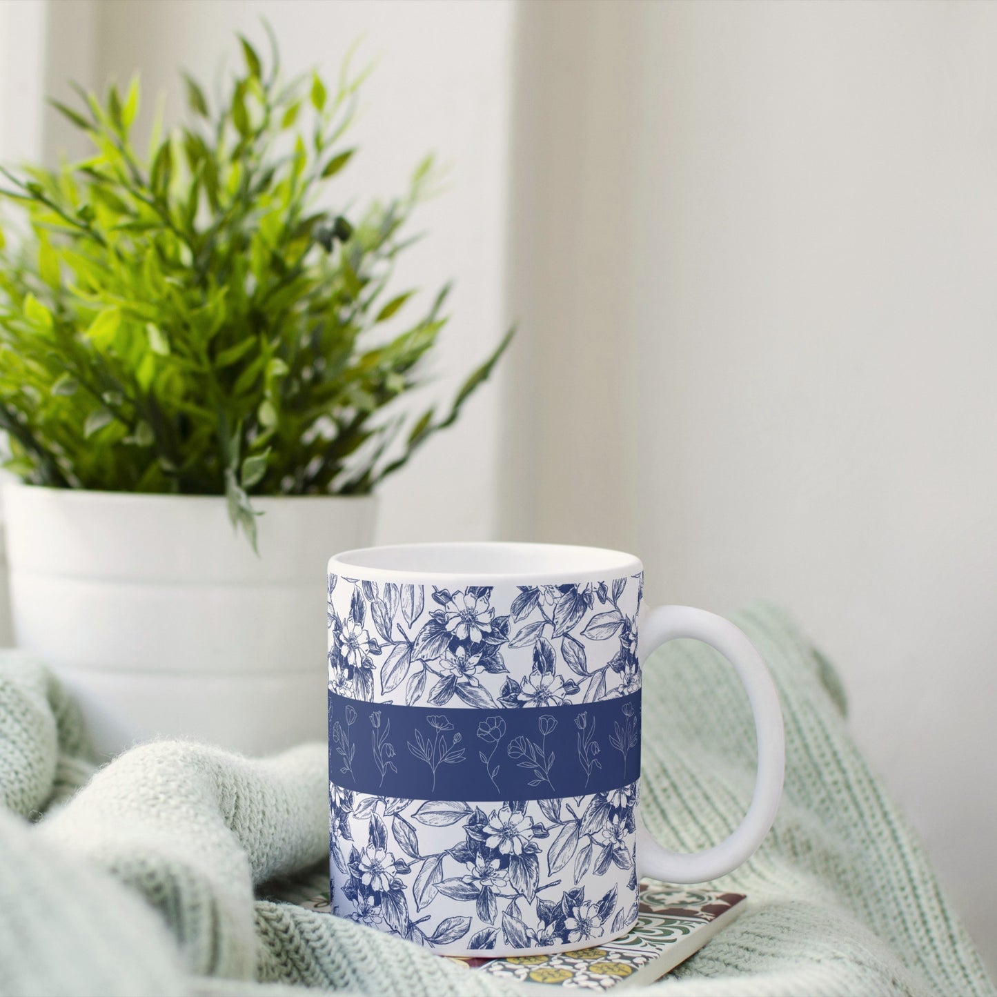 Elegant Blue Floral Mug-Perfect Gift for Tea Lovers-Cozy Coffee Cup for Any Occasion