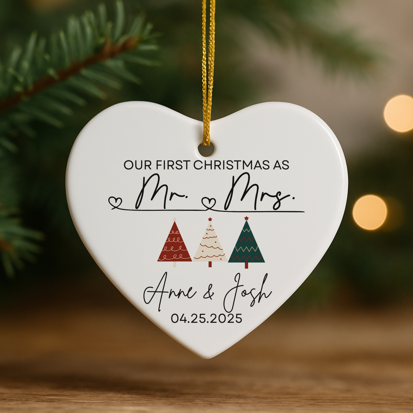 First Christmas as Mr & Mrs Custom Couple Ornament - Engagement and Wedding Keepsake