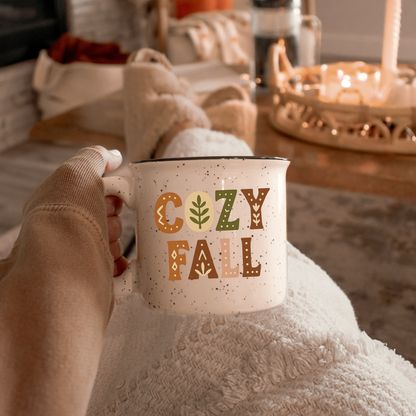 Hygge Fall Mug - Cozy Camping Coffee Cup - Nordic Scandinavian Home Decor Gift