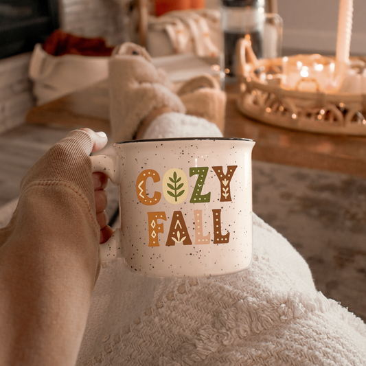 Hygge Fall Mug - Cozy Camping Coffee Cup - Nordic Scandinavian Home Decor Gift