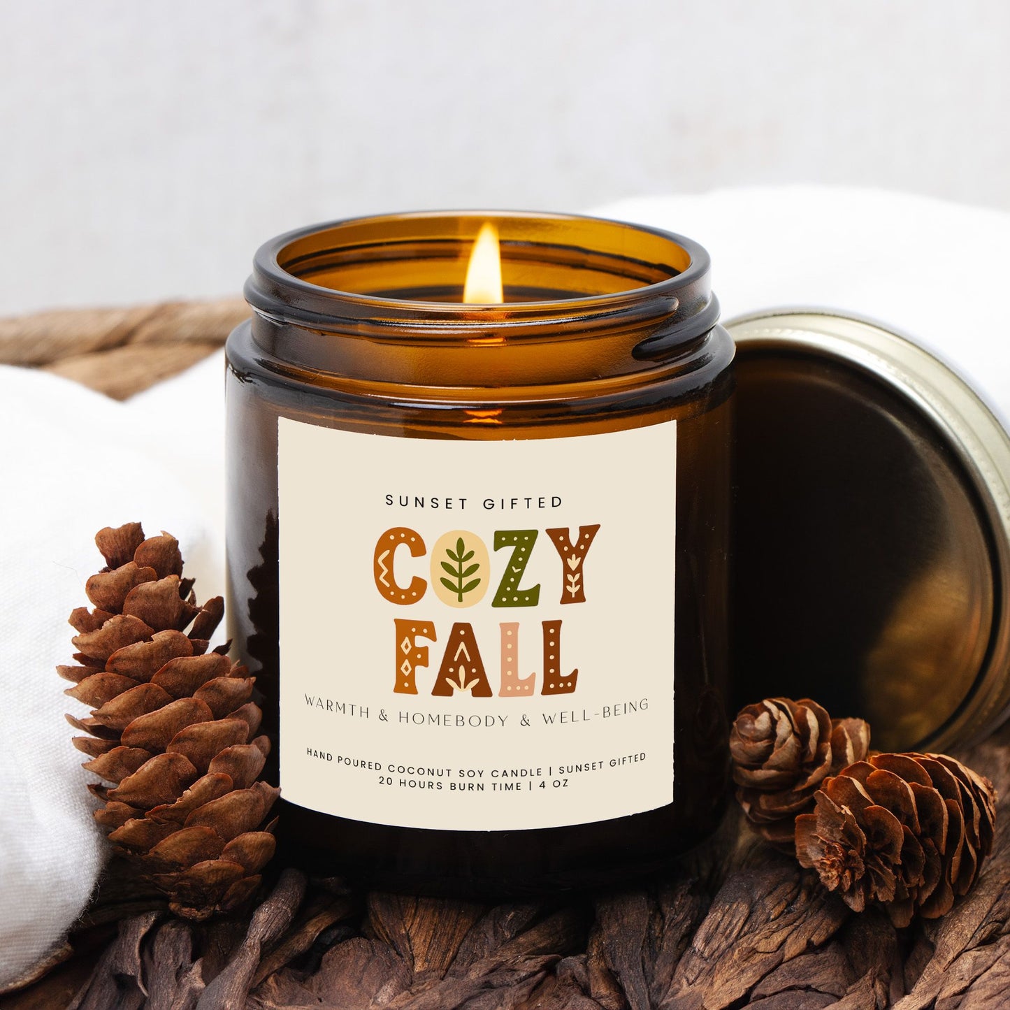 Hygge Fall Candle - Cozy Scandinavian Home Decor Gift - Nordic Autumn Vibes Soy Candle