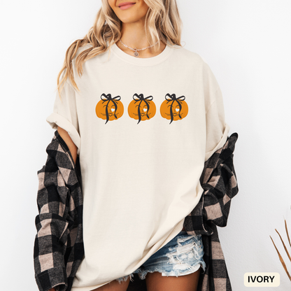 Coquette Pumpkin Shirt - Fall Aesthetic Tee - Halloween Outfit Pumpkin Patch Vibes