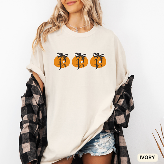 Coquette Pumpkin Shirt - Fall Aesthetic Tee - Halloween Outfit Pumpkin Patch Vibes