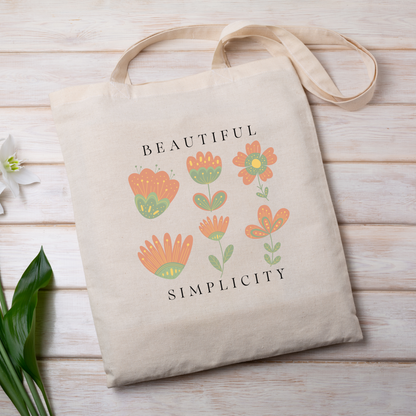 Botanical tote bag Floral Aesthetic Laptop Library Bag - Boho Nordic Folk Art Flowers