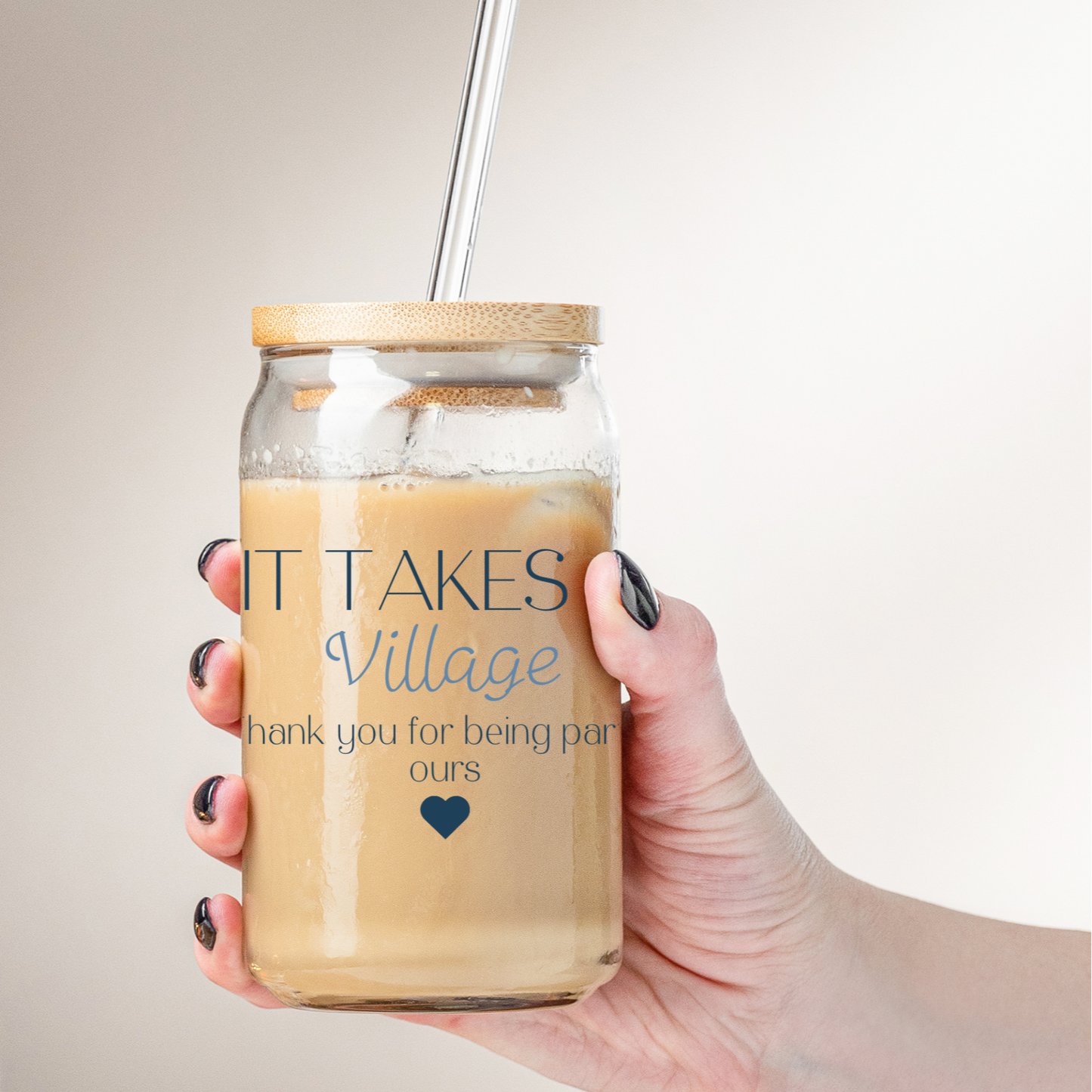 Thank You Gift Glass Coffee Cup for Friends & Family - Daycare Teacher Appreciation Tumbler