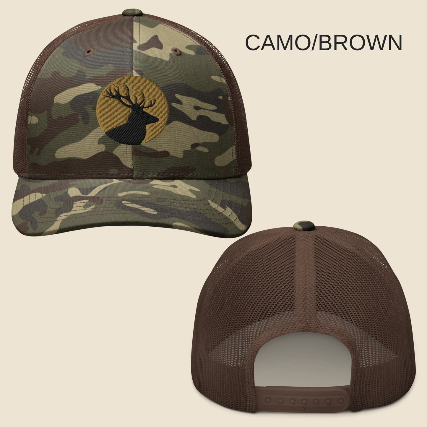 Deer Camouflage Trucker Hat - Camping and Hunting Mountains Cap