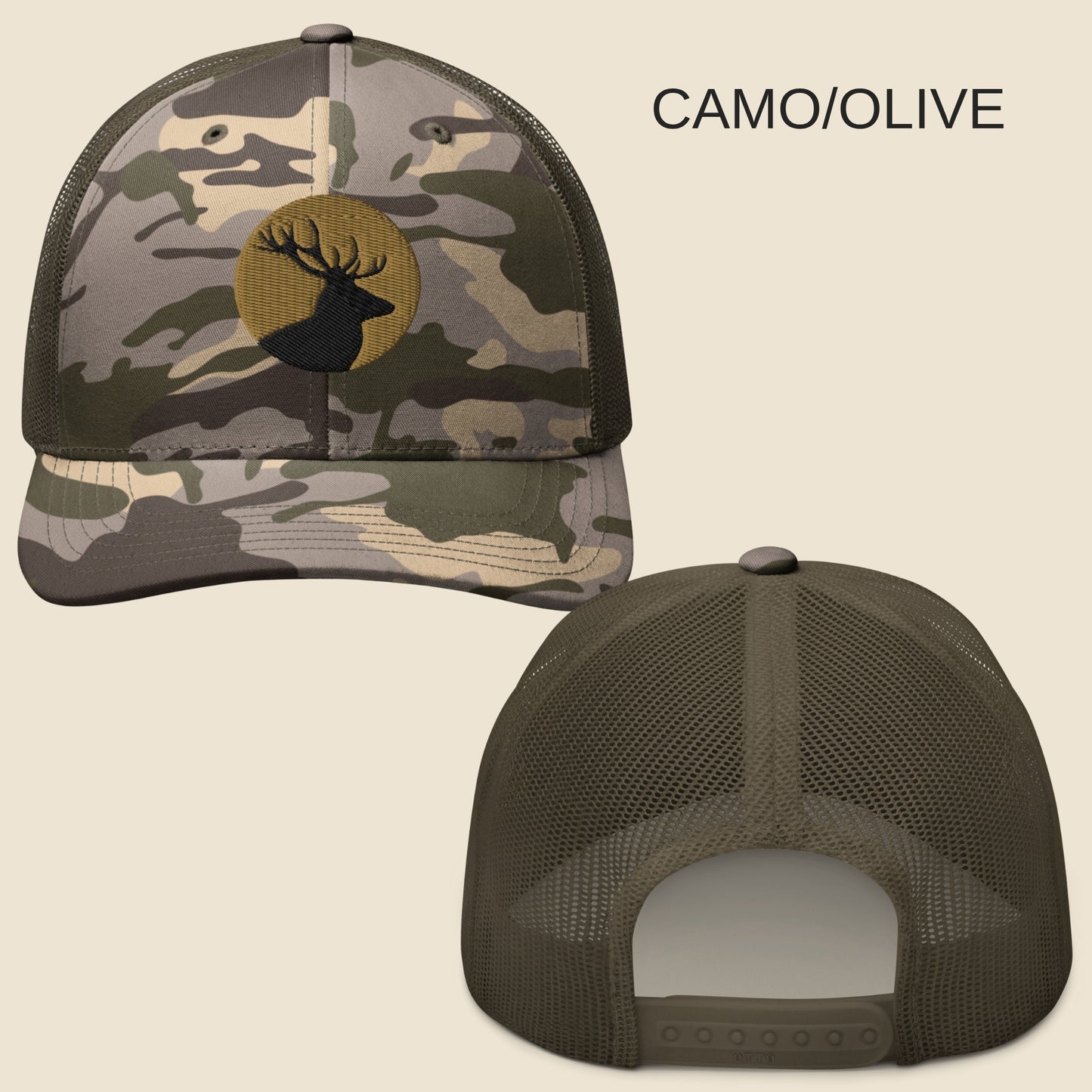 Deer Camouflage Trucker Hat - Camping and Hunting Mountains Cap