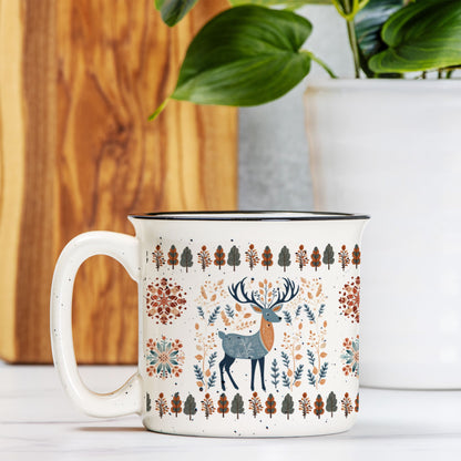 Deer Mug Nordic Folk Art- Deer lover Gift