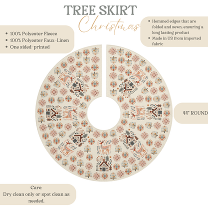 Scandinavian Christmas Tree Skirt - Nordic Hygge Home Decor - Mountain Folk Art Design