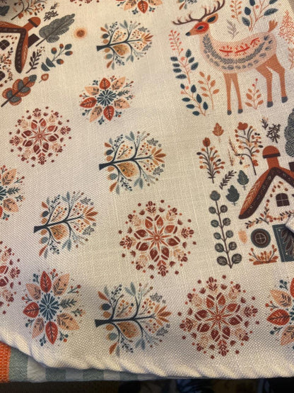 Scandinavian Christmas Tree Skirt - Nordic Hygge Home Decor - Mountain Folk Art Design