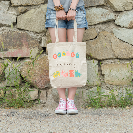 Easter bunny Tote Bag - Spring favors Bag perfect for Egg Hunt or Easter Gifts