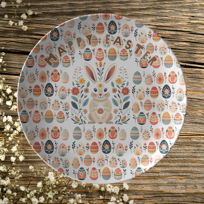 Happy Easter Rabbit Egg Plate - Serving Table Settings Spring Party Decor Easter Favors