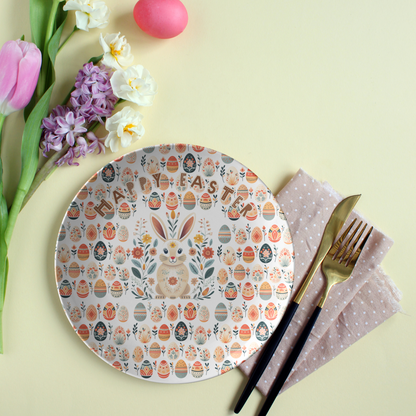 Happy Easter Rabbit Egg Plate - Serving Table Settings Spring Party Decor Easter Favors