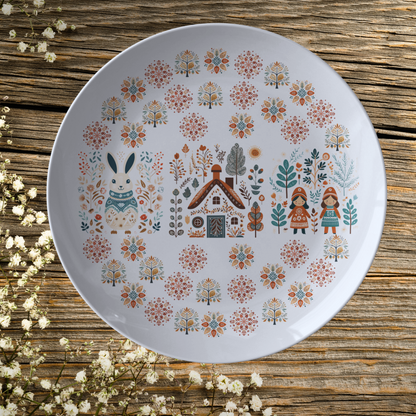 Bunny Nordic Folk Art Plate Easter Table Settings Spring Party Decor