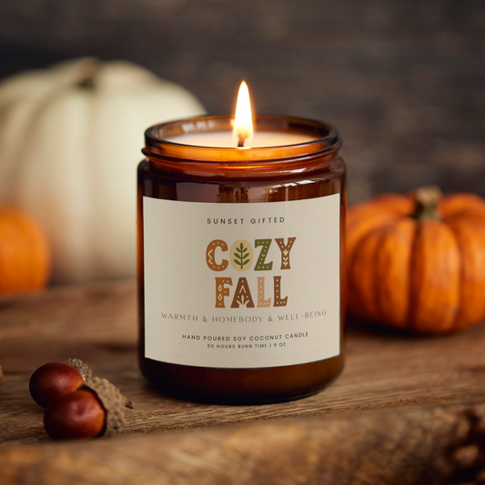 Hygge Fall Candle - Cozy Scandinavian Home Decor Gift - Nordic Autumn Vibes Soy Candle