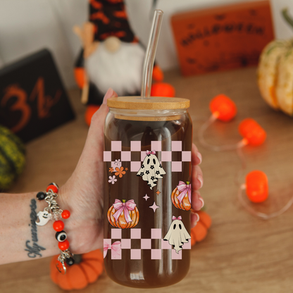 Girly Coquette Aesthetic Tumbler Gift for Fall Season - Pink Bows and pumpkin spice Cup