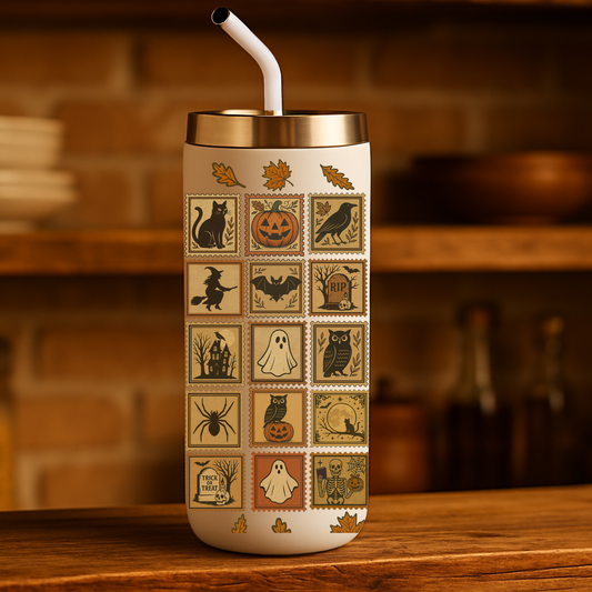 Halloween Vintage Tumbler Gift for Cozy Fall and thanksgiving