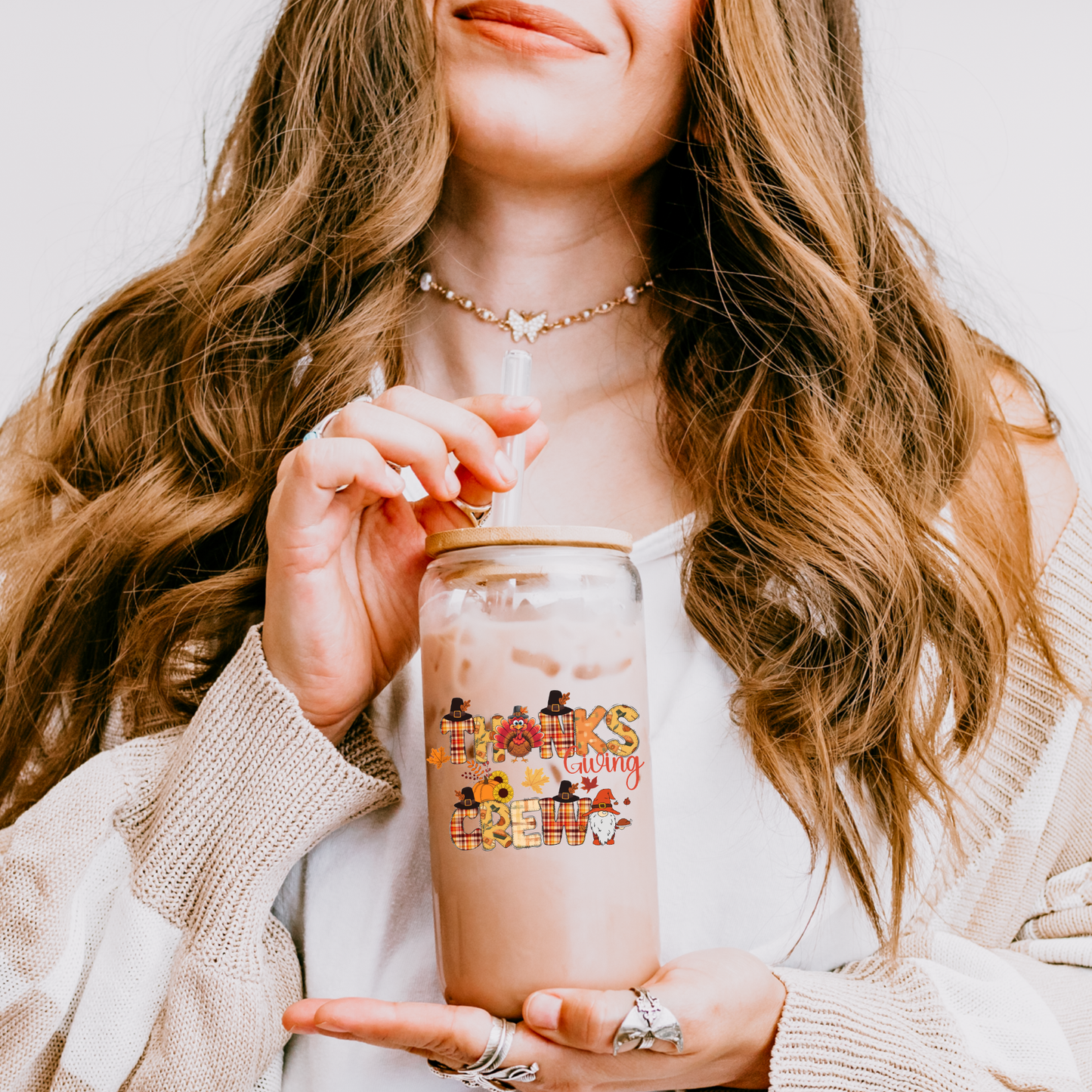 Thanksgiving Iced Coffee Cup - Personalized Family Matching Tumbler - Fall Hostess Gift