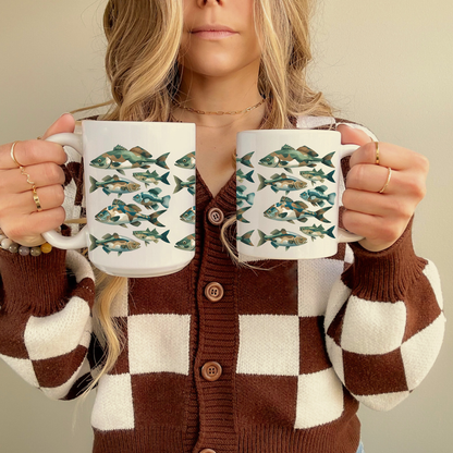 Artistic Fish Ceramic Mug - Perfect Gift for Fishing Dads and Grandpas