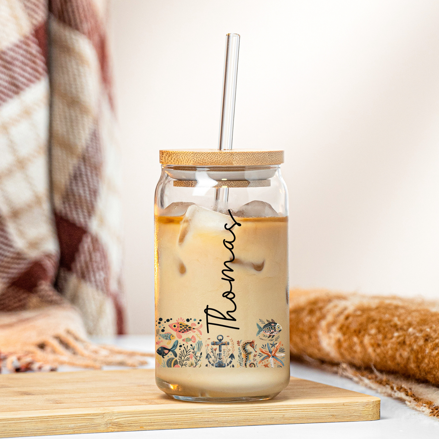 Fishing-Themed Sipper Glass Perfect Gift for Anglers - Sea Life Tumbler