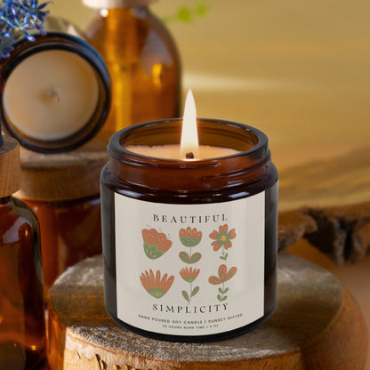 Wildflowers Candle for Hygge Home Decor, Botanical & Gardening Gift - Nordic Minimalist Design Gift