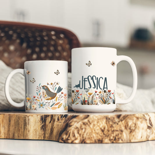 Bird nordic Coffee Mug Hygge Home Gift idea for teacher