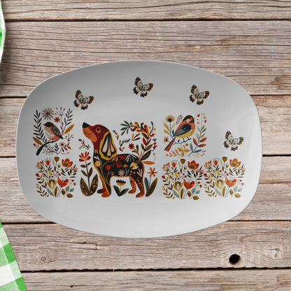 Folk art platter Nordic Design - Dog lover Table Settings Decor Platter
