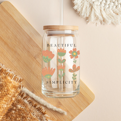 Botanical Minimalist Tumbler - Nordic Folk Art Cup for Women Gift