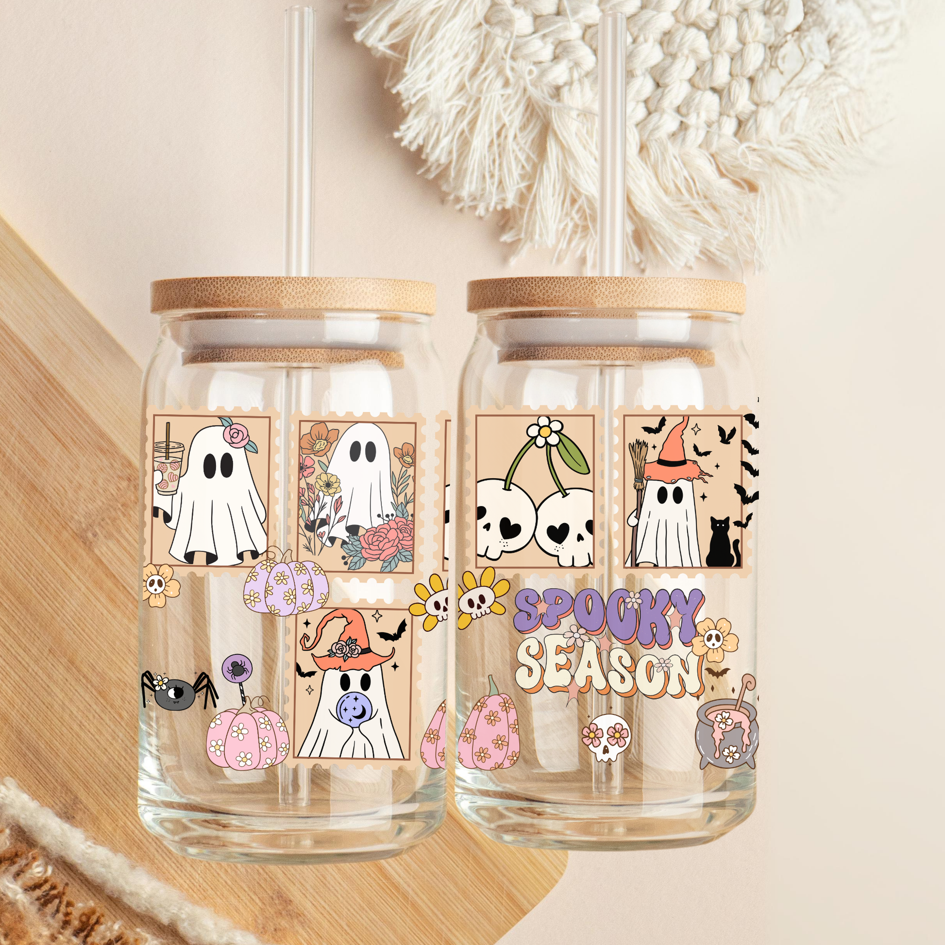 Pastel Halloween Ghost tumbler for Fall gift