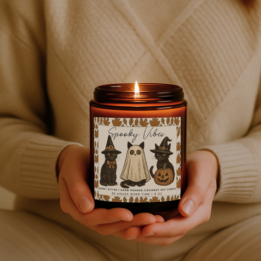 Halloween Cat Candle - Spooky Fall Vibes Cozy Autumn Decor Gift - Cat Lover Gift