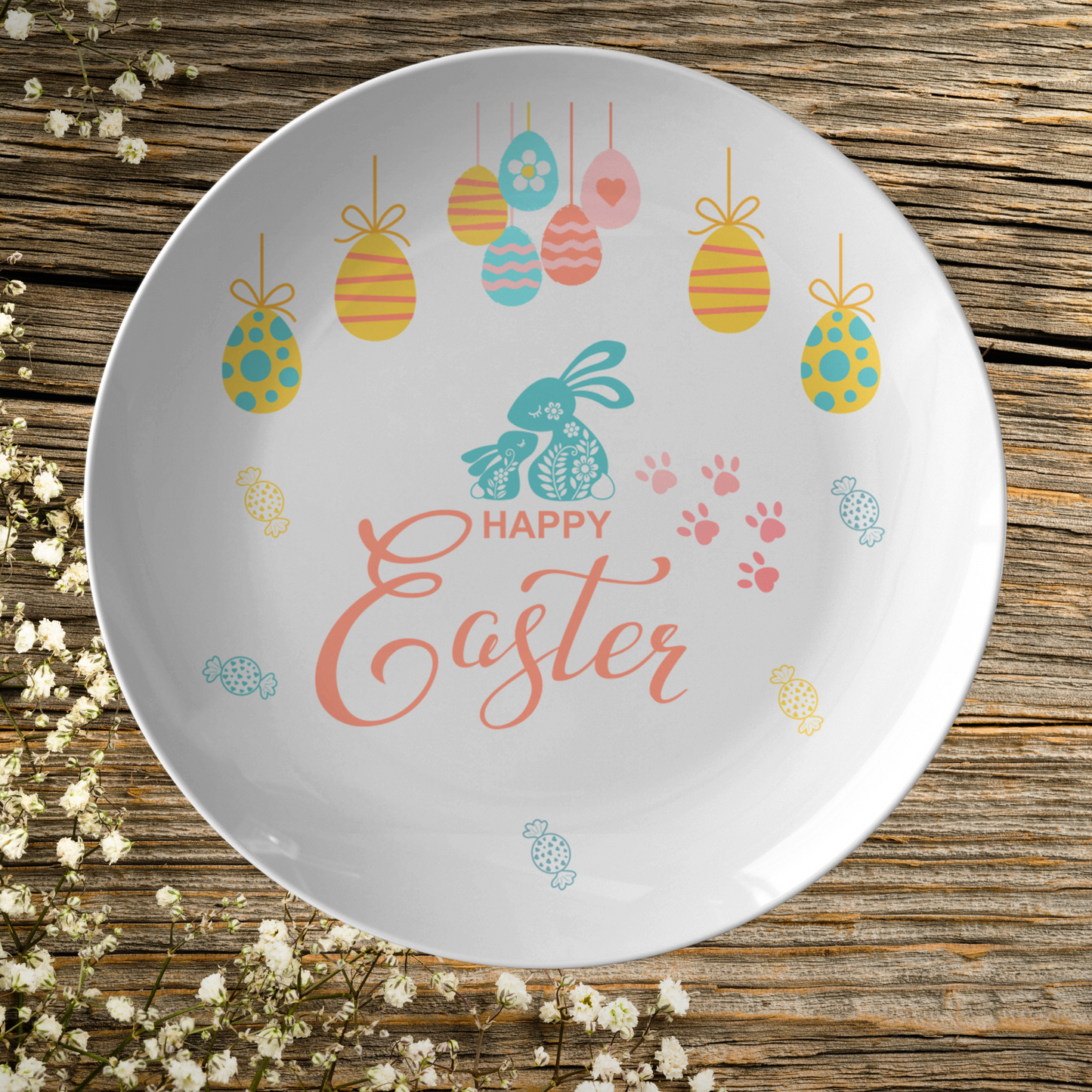 Colorful Easter Plate - Table Decor Spring Party Centerpieces