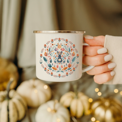 Nordic Rabbit Folk Art Coffee Mug Camping Gift idea
