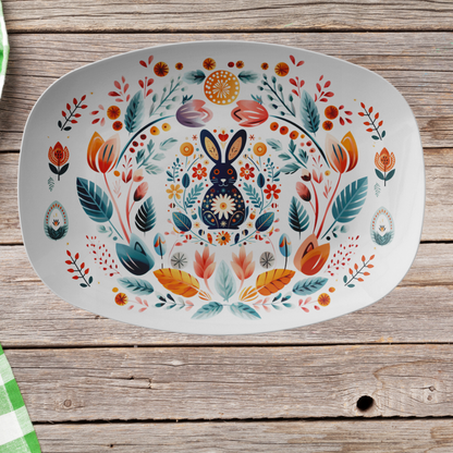 Bunny Folk Art Platter Thank you gift idea for Hygge Home Decor -Easter Gift for Mom