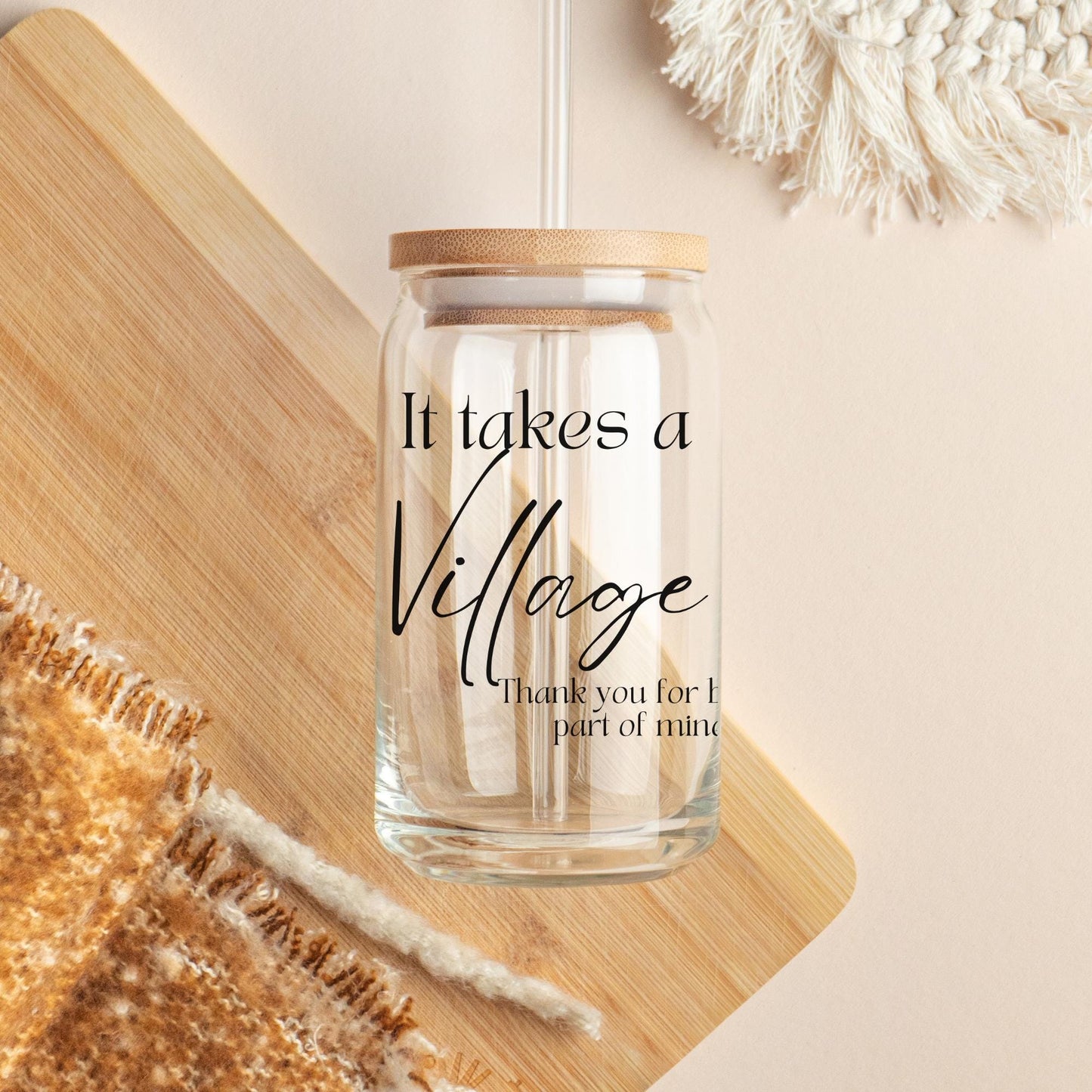 Thank You Gift Tumbler -It Takes A Village Gift Iced Coffee Cup