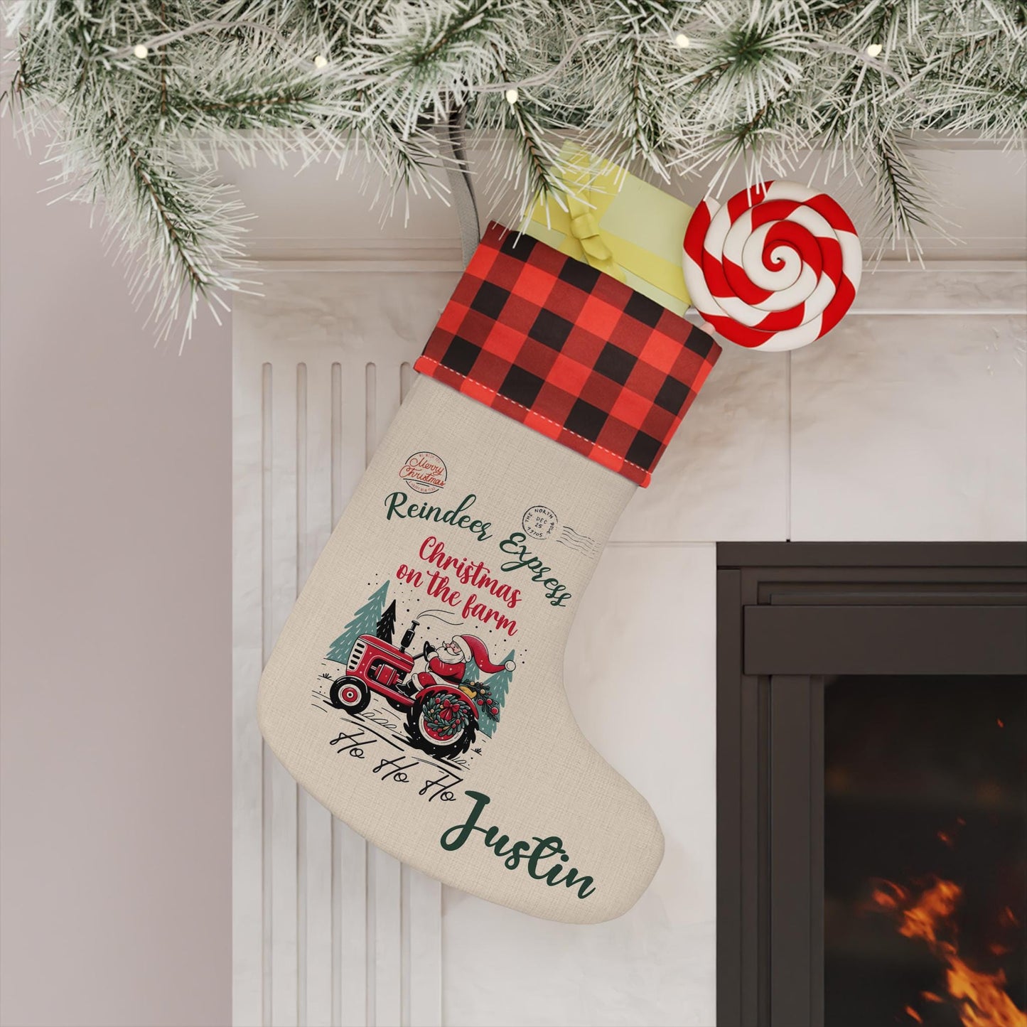 Farm Stocking Christmas Rustic Farmhouse Holiday Decor