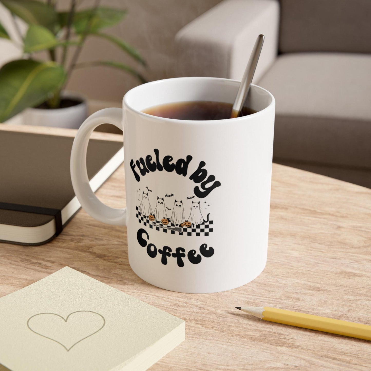 Cute Spooky Cat Ghost Mug - Fall Pumpkin Spice Lover Gift