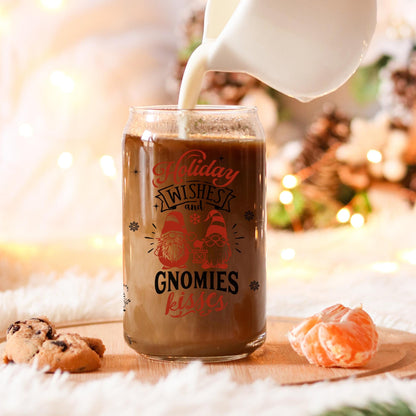 Gnome Tumbler Christmas Coffee Glass Cup - Cozy Gift Bookish Bestie
