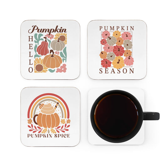 Fall Coasters Set Pumpkins and Floral gift for Thanksgiving Table setting