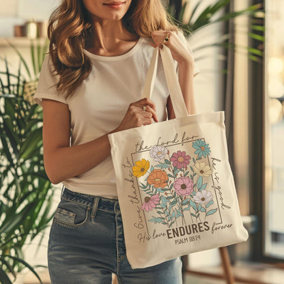 Bible Verse Tote Bag Gift -Flowers Laptop Bag Gift